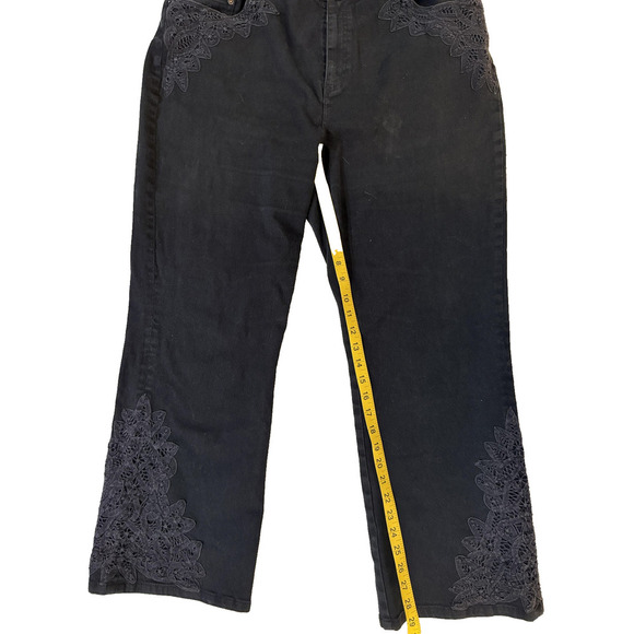 Lauren Ralph Lauren Jeans Womens 18W Black Embroidered Lace Vintage Y2K - Picture 6 of 8